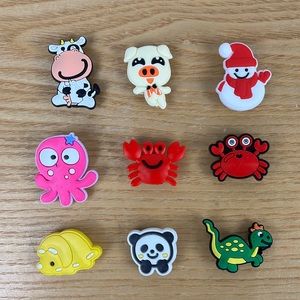 9 different animal croc charms